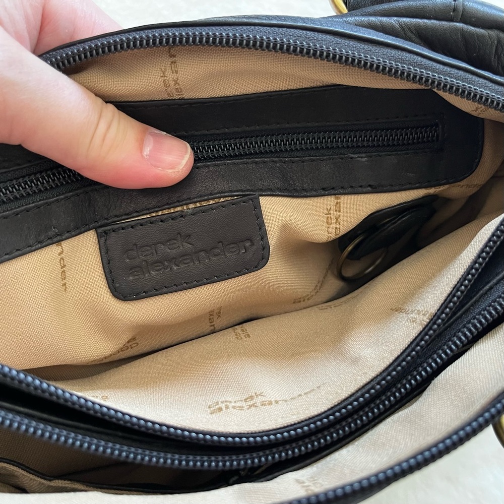 DEREK ALEXANDER BLACK LEATHER BAG CLASSIC CAPSULE WARDROBE STYLISH MINIMALIST - Picture 6 of 12